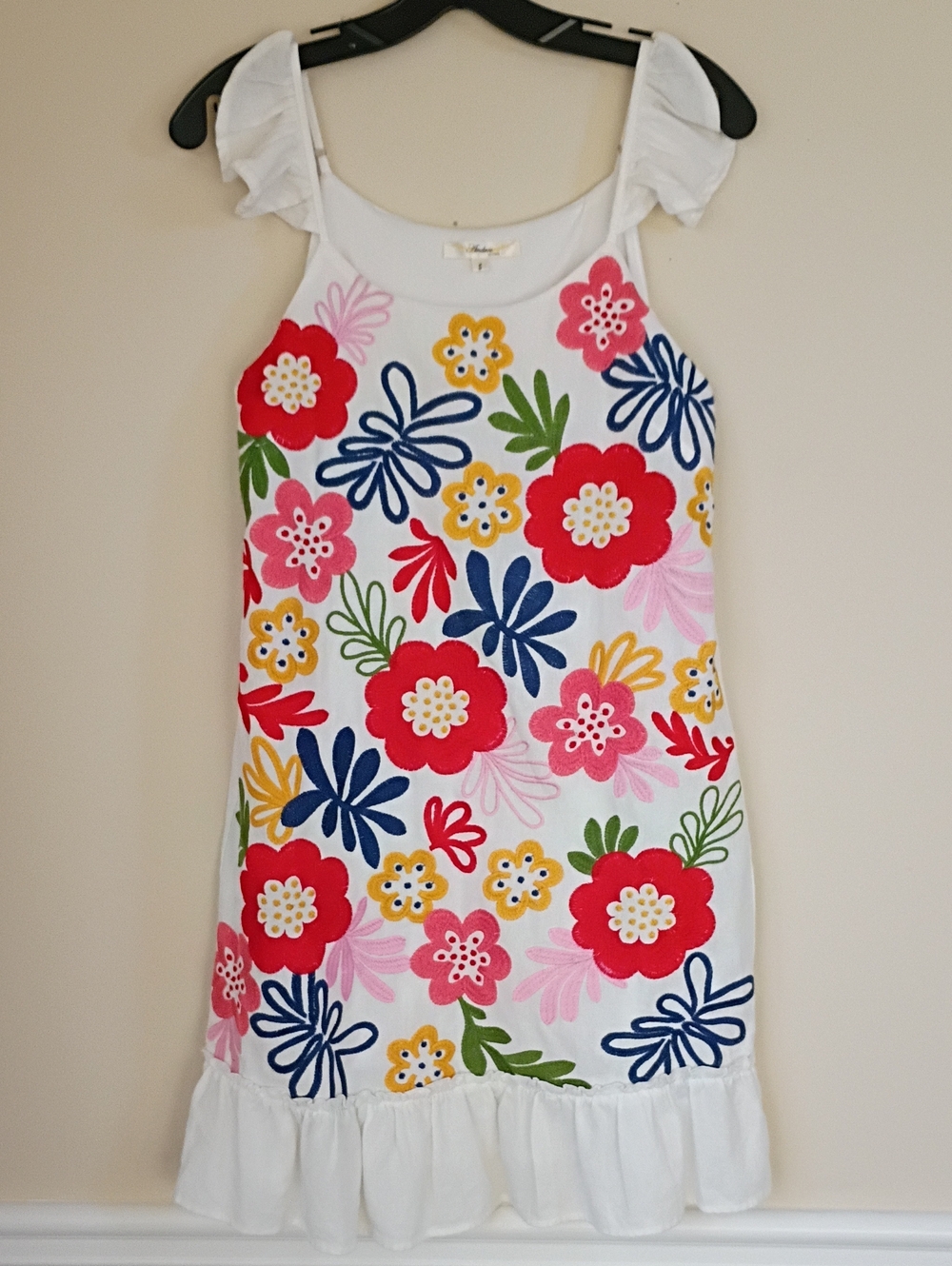 ANDREE BY UNIT White Sundress with Multicolor Embroidered Flowers